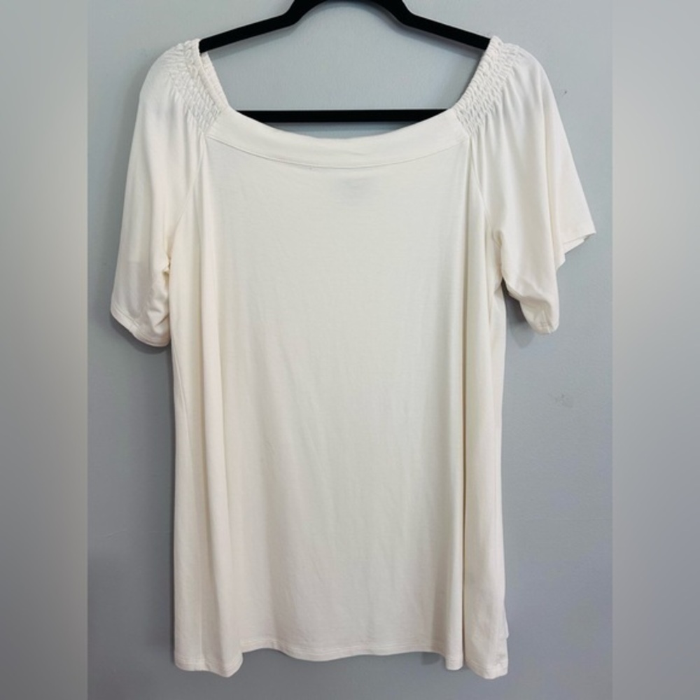 J. Jill Wearever White Scoop Neck Stretch Top Women’s Medium Tall Basic Layer